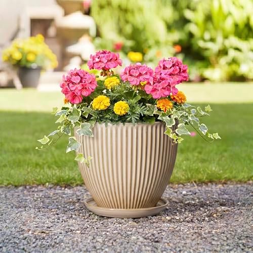 Ceramic Planter, 10 Inch Plant Pot for Large Indoor Plants, Beige - Image 5