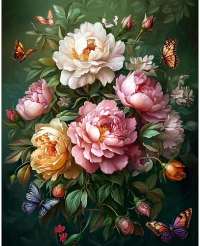 Banket Paint by Numbers Kit for Adults Beginner Flowers DIY Painting Kits for Adults Butterfly Easy Adult Paint by Number Kits on Canvas Color by Numbers for Gifts Home Wall Decor 16x20 Inch by Unknown