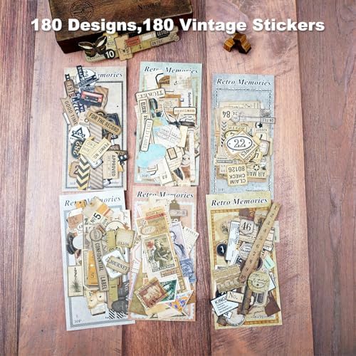180 Pcs Vintage Ephemera Stickers for Scrapbooking - Image 2