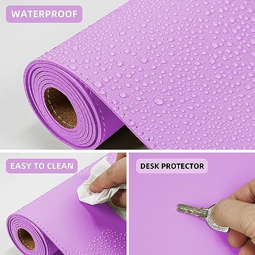 AFIING Leather Desk Pad Protector, Large Desk Mat with Natural Cork & PU Leather, Mouse Pad, Non-Slip, Waterproof Desk Writing Pad for Office and Home, Purple - Image 4