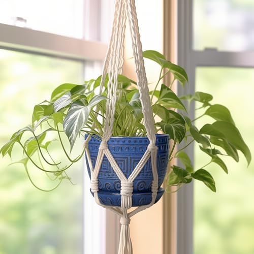 G EPGardening Plant Pots Indoor 5 Inch - Ceramic Pot for Plants with Drainage Hole and Saucer Round Planter Outdoor Modern Flower Pot Home Office Decor Blue - Image 6