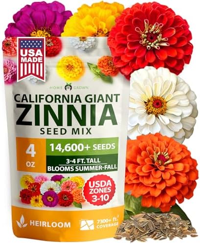 HOME GROWN California Giant Mix Zinnia Seeds, 14,600+ Seeds, Zinnia elegans by HOMEGROWN