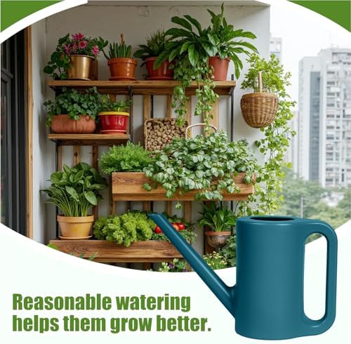 Hand Plastic Watering Can - for Indoor and Outdoor Home Garden Plants - with Long Spout - Emerald Green - 1/4Gallon - Image 5