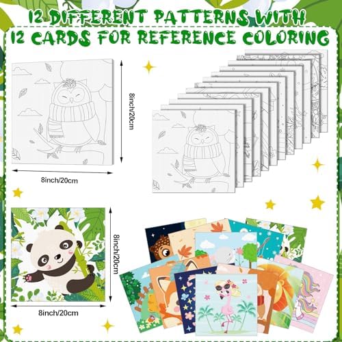 Affrolling 12 Pcs Pre Drawn Canvas for Painting for Adults 8 x 8 Inch Canvas Painting Kits Stretched with Drawing Ready to Paint Beginner Artists Date Night Party Supplies(Animals) - Image 3
