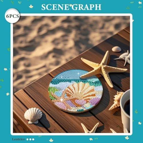 Leatrice 6 pcs Diamond Art Coasters Small Diamond Painting Kits for Adults - Image 5