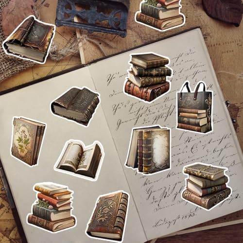 50Pcs Vintage Stickers,Waterproof Vinyl Aesthetic Decorative Sticker Scrapbooking Supplies for Adult Card Making Letters Planner Journaling Junk Journal DIY Water Bottles Cards Art Craft.Books - Image 6