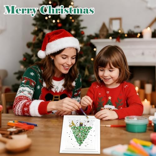 CIYOJA Sea Glass Christmas Tree Craft Kit for Adults: Resin & Mosaic Art Kit with Frame Sea Crushed Glass, Holiday Resin Kit for Handmade Christmas Decorations & Gifts, Beginner-Friendly Home Décor - Image 2