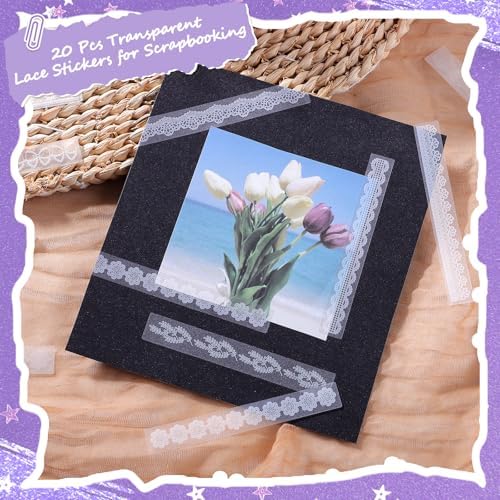 BESARME 140 Pcs Textured Scrapbook Paper & Lace Stickers Set - Image 4