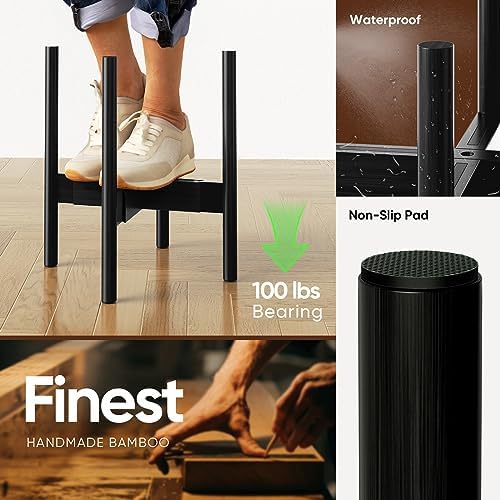 MUDEELA Adjustable Plant Stand, 8 to 12 inches, Bamboo Mid Century Modern , 15 inches in Height, Indoor Plant Stand, Fit 8 9 10 11 12 inch Pots, Pot & Plant Not Included, Black - Image 4