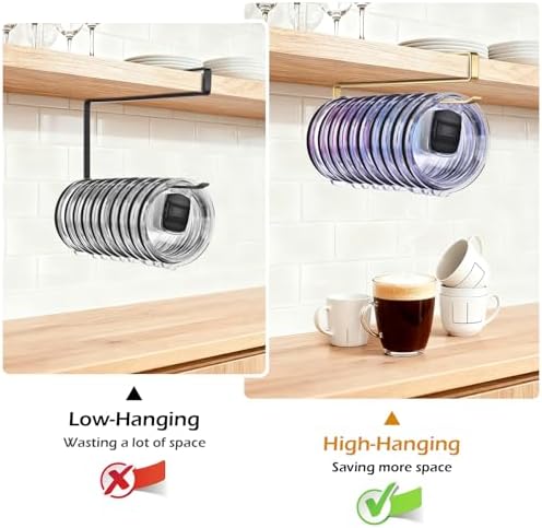 4Pack Tumbler Lid Organizer, Under Cabinet Cup Lid Holder, Golden - Image 5