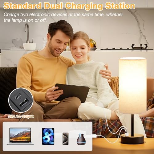 Dicoool Bedside Table Lamp for Bedroom - 3-Way Dimmable Touch Lamp, USB A+C - Image 4