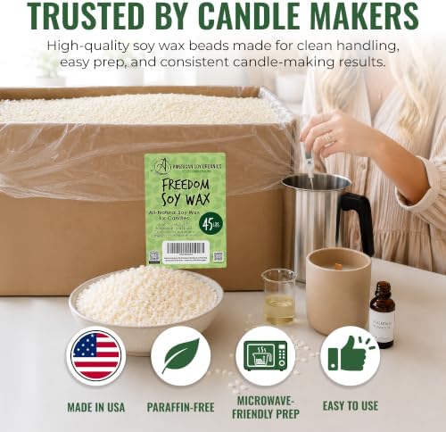 American Soy Organics Freedom Soy Wax Beads, All-Natural Candle Wax, 45 lbs - Image 6