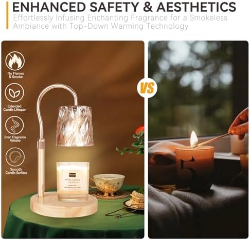 TOACSUCP Candle Warmer Lamp with 3 Bulbs, Adjustable Height Dimmable Candle Warmer with Timer, Compatible with Large Jar Candles, Candle Lamp with Charming Gift Box for Her/Him - Image 6