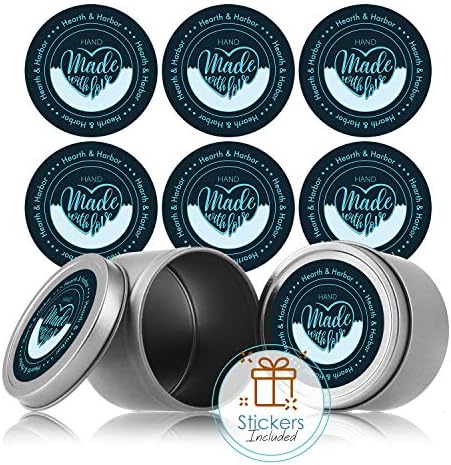 Hearth & Harbor Natural Soy Wax and DIY Candle Making Supplies - 5 Lbs. Soy Candle Wax Flakes, Candle Tin Cans with Lid 24 Pack - 4 oz., 100 Cotton Wicks, and 2 Metal Centering Device - Image 4