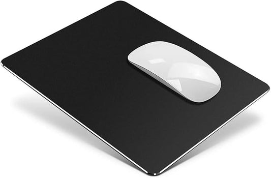 Metal Aluminum Mouse Pad, Office and Gaming Thin Hard Mouse Mat Double Sided Waterproof Fast and Accurate Control Mousepad for Laptop, Computer and PC,9.45 X 7.87 Inch,Black