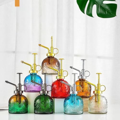 Spray Bottle for Plants, Plant Mister Spray Bottle, Glass Plant Mister Spray Bottle, Embossed Vintage Glass Watering Can, Succulent Watering Bottle with Top Pump for Outdoor (F) - Image 6