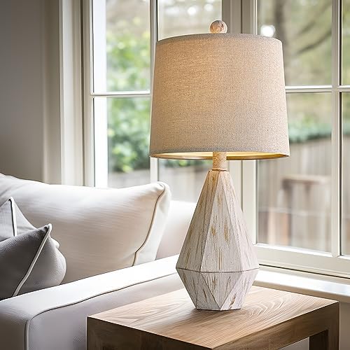 PoKat 20.25" Rustic Table Lamp Set of 2 for Bedroom Living Room Vintage Retro Traditional Nightstand Bedside Lamps Kids Room Study Room Office with Linen Shade, Suitable for Small Place - Image 3