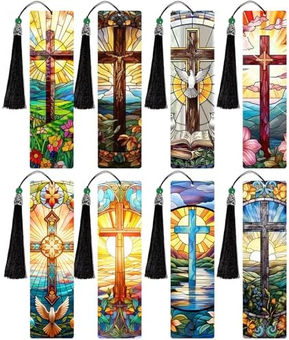 8PCS Diamond Painting Art Bookmarks,Cute Acrylic Bookmarks Crafts Kits Gifts with Pendants for Adult Women Book Lovers (cross2) by Unknown