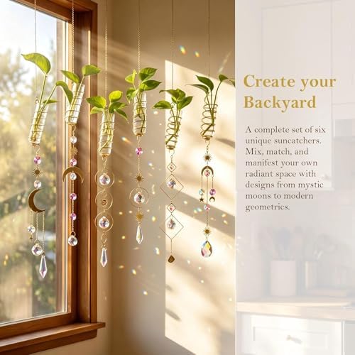 6Pcs Crystal Suncatchers with Propagation Stations Glass Wall Planters - Image 5