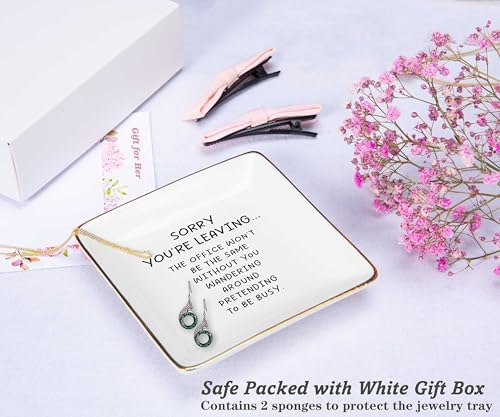 NZY Funny Office Friendship Gifts for Coworkers,Colleague,Boss,Leader,Friends-Sorry You're Leaving-Retirement,Leaving,Goodbye,Promotion,New Job,Farewell Gifts-Jewelry Tray Trinket Holder Ring Dish - Image 2