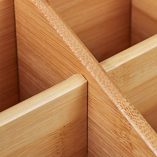 Relaxdays Desk Organiser, Bamboo, 6 Compartments, Pen Holder, Office and Home, Table Organiser HBT 14 x 28 x 20 cm, Natural - Image 6