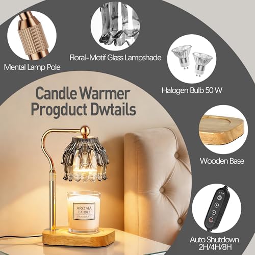 Candle Warmer Lamp with Timer - Flower Design Electric Wax Melting Wax Lamp for Jar Candles, Gift for Women, Mom, Christmas, Birthday,Home Decor - Image 6