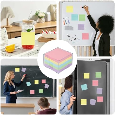 Buqoo Clear Silver Desktop Mmeo Holder Cute Acrylic Sticky Notes Dispenser 3.9×3.9 Inches Office Memo Pad Holder for Desk - Image 3