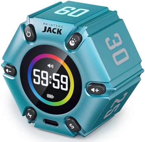 Smart FILP Pomodoro Timer 3/5/10/25/30/60min Preset, Silent & Sound Alarm by PrintersJack