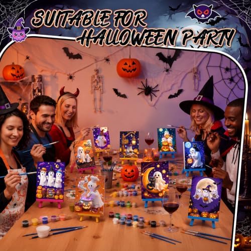 Blosssound 10 Set Halloween Pre Printed Canvas for Painting 5x7 CuteGhost - Image 6