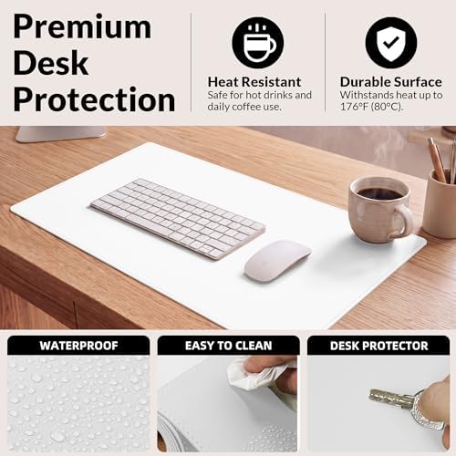 AFIING Cork Desk Mat, White, 31.5" x 17",Desk pad Protector - Image 4