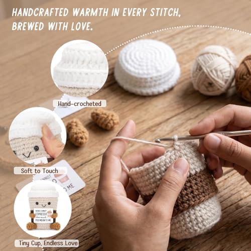 Coffee Lover Gift Set for Women Men, Ceramic Mug Crochet Coffee Cup - Image 3