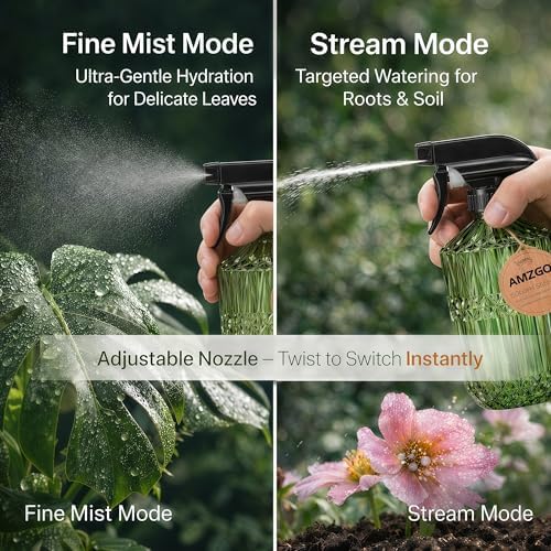 2 Pack Small Watering Can for Indoor Plants, 20 oz Metal Plant Watering Can with Long Spout for House Plants, 13.5 oz Glass Plant Mister Spray Bottle for Bonsai Garden Flowers Decorative - Image 5