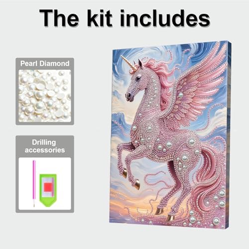 LQCrafK DIY Pearl Art Painting Handcraft Kit for Adults Beginners, Creative Design, Healing Stress-Relieving Home Wall Decoration, with Framed Painting and Tools-Pink Horse-1 - Image 6