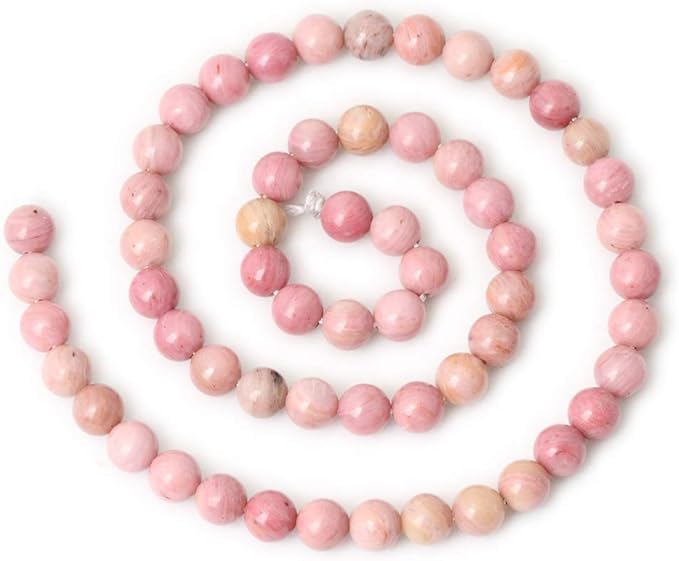 60PCS 6mm Natural Rhodochrosite Gemstone Smooth Round Loose Beads for Jewelry Making DIY Findings 1 Strand 15"