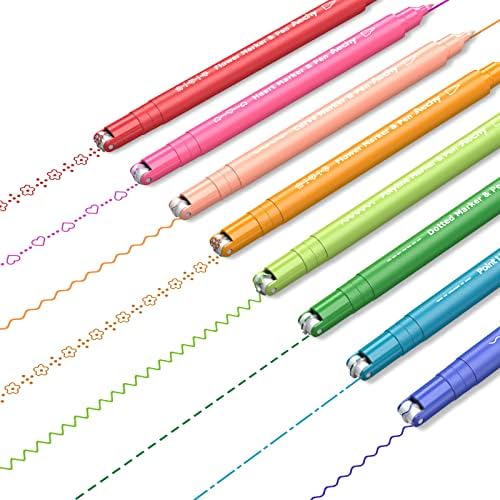 AECHY Dual Tip Curve Highlighter Pens,6 Pattern Roller & 8 Bullet Tip Pens by AECHY