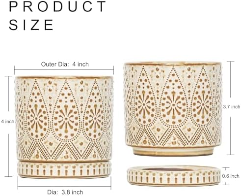 Gepege Ceramic Succulent Pots, 4 Inch Small Plant Pots with Drainage - Image 2