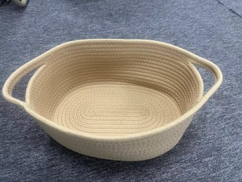 ABenkle Small Basket with Handles, Boho Decorative Rope Woven Dog Cat Toy Storage Bin Shelf Storage Organizer, Easter Christmas Gift Basket, 12"x8"x5" - Image 5