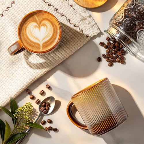 theterra Ceramic Coffee Mugs Set of 6, 14.2 oz Coffee Cups with Handle - Image 2