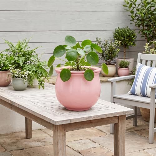 8 Inch Ceramic Self Watering Planter with Absorbent Inner Pot, Pink - Image 5