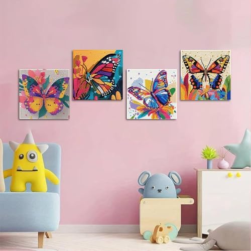 ICYANART 4 Pack Butterfly Diamond Art Painting Kits for Kids 6x6 Inch - Image 2