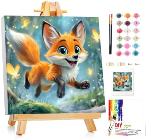 Mandun Fox Paint by Numbers Kit for Kids, 8x8 inch by MANDUN