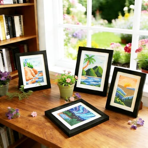 Apomelo 10pcs Small Diamond Art Kits Landscape,Round Drill Mini Small Diamond Art Kits for Adults Beginners,Mini Diamond Art for Home Wall Desktop Art Decor, 6X8 inches - Image 4