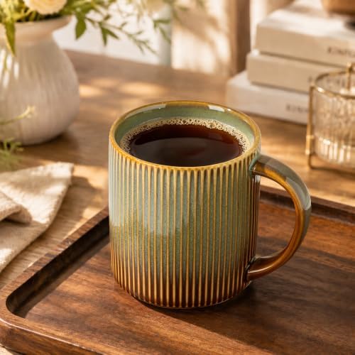 theterra Ceramic Coffee Mugs Set of 4, 14.2 oz Coffee Cups with Handle - Image 6
