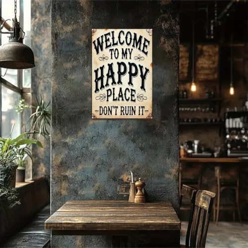 Vintage Happy Place Metal Sign,Retro Funny Home Tin Sign,Wall Aesthetics for Bar Pub Club Cafe Living Room Kitchen Restaurant Shop Office,8x12 Inches (Happy Place-09) - Image 3