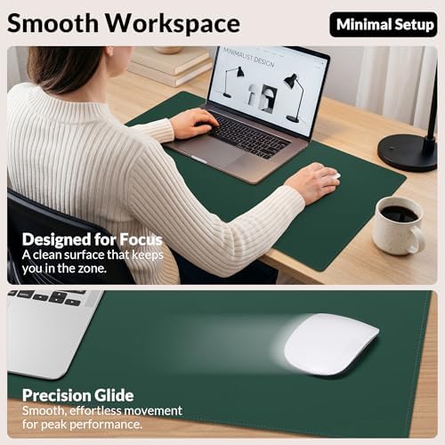 AFIING Cork Desk Mat, Dark Green, 35.4" x 17",Desk pad Protector - Image 5