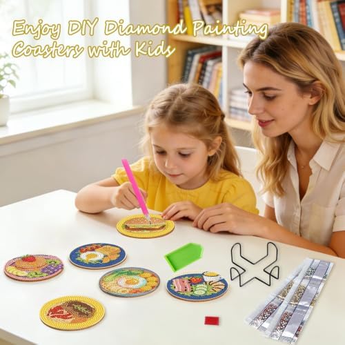 Leatrice 6 PCS Small Diamond Art Coasters Diamond Painting Kits for Adults - Image 4