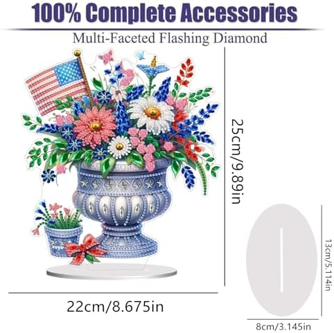 Diamond Painting Kits for Adults Beginners, 5D Full Drill Flowers Crystal Art Desktop Ornament, DIY Single Sided Home Office Desk Decor, Creative Craft Gift Set with Tools - Image 2
