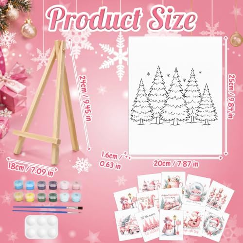 Zhanmai 72 Pcs 12 Sets Sip and Paint Kit Pre Drawn Canvas for Painting 8" x 10" Paint Party Canvas Painting Pre Printed Canvases for Party Favor DIY Adult's Date Night(Pink Pretty) - Image 2