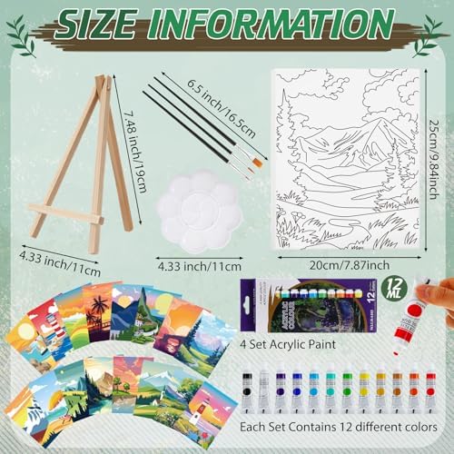 Zhanmai 88 Pcs 8 x 10 Inch Pre Drawn Canvas for Painting Kit Pre Stretched Canvas for Sip and Paint Party Favor Coloring DIY Virtual Party Birthday Gifts Adult's Date Night(Natural Scenery) - Image 2