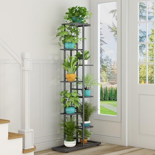 LINZINAR 8 Tier Plant Stand Indoor Outdoor Metal Flower Pot Display Shelf - Image 5